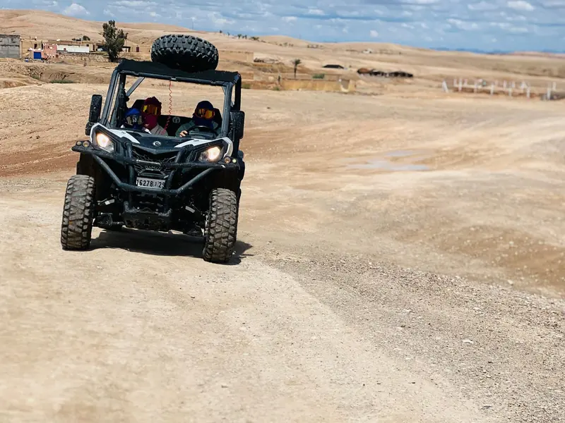 Buggy crew taking a break beside the palms