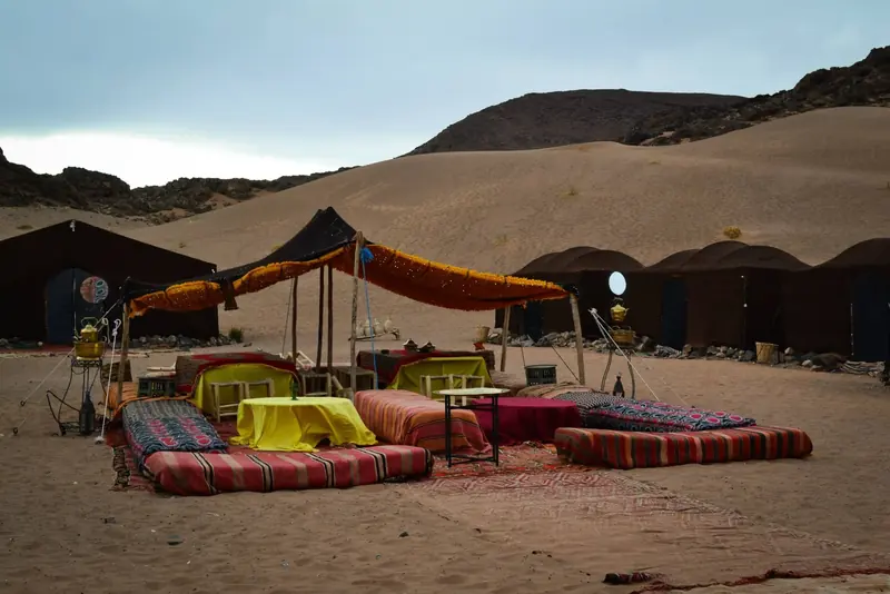 Tented desert camp among the dunes
